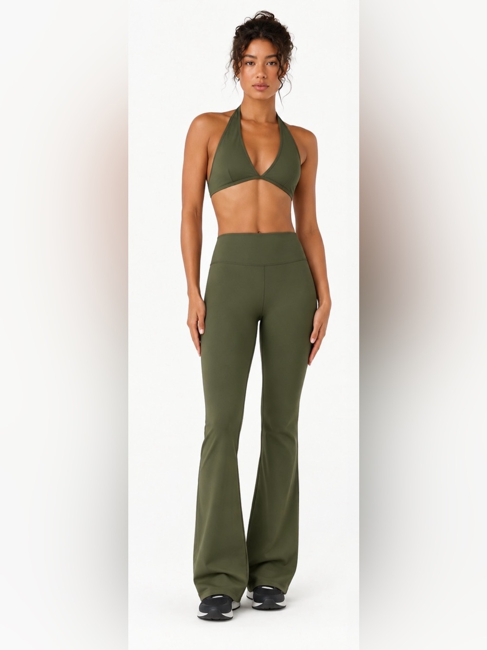 American Eagle The Everything Flare High Rise Legging in Olive Green